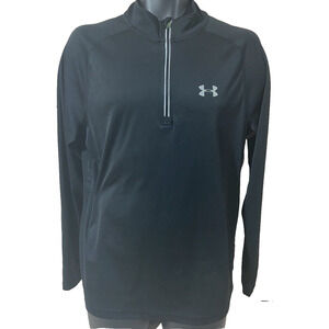 Under Armour Mens 1/2 Zip Shirt Size Large Black Running Base Layer Long Sleeve